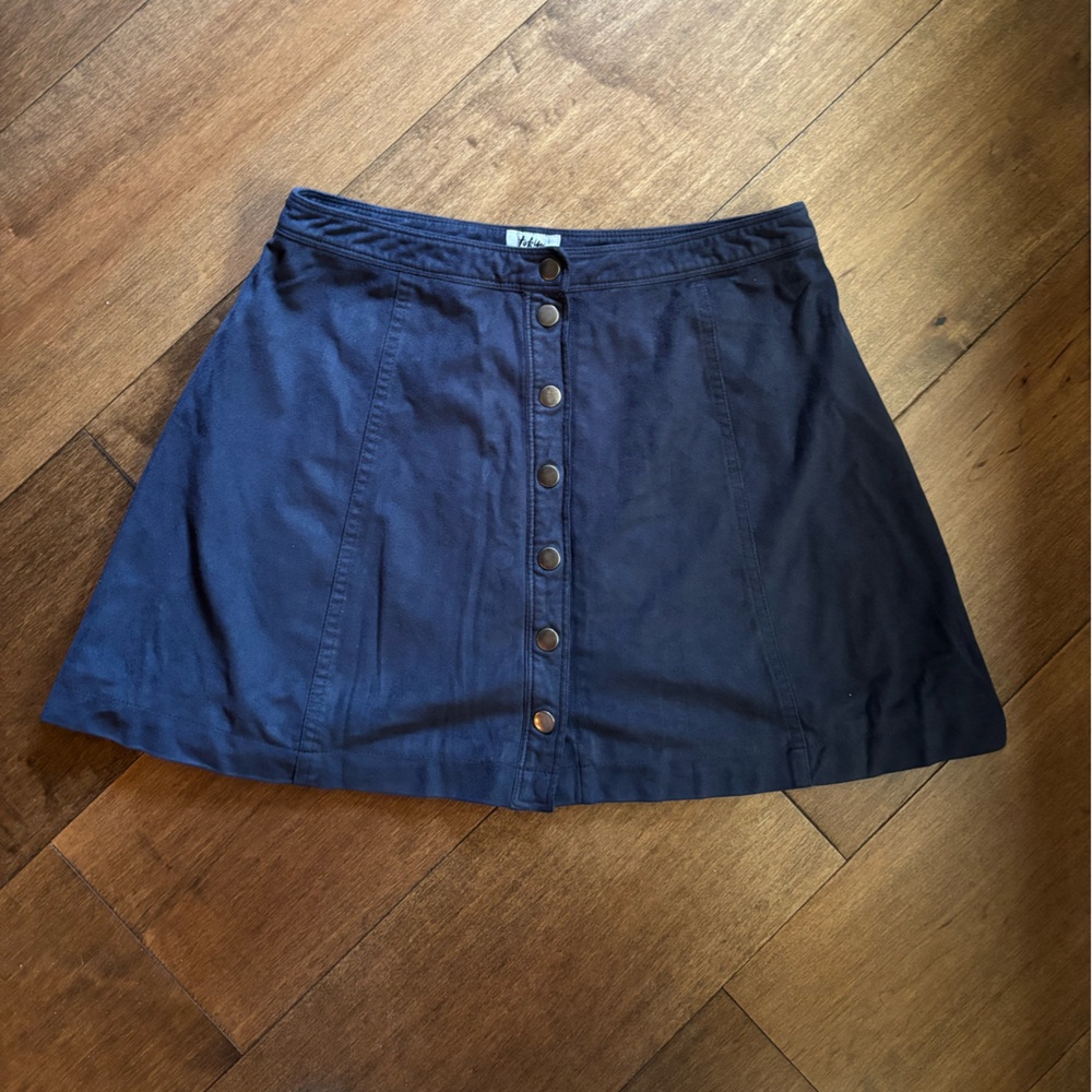 Navy Button-Front Women's Skirt